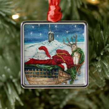Midnight Magic Submarine Santa Ornament by TheSubmarinersBride at Zazzle
