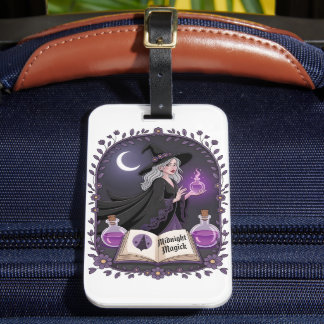 Midnight Magick Illustration of a Young Witch Luggage Tag