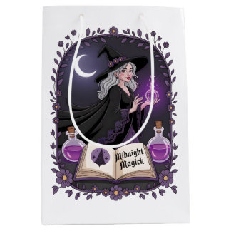 Midnight Magick Illustration of a Young Witch Medium Gift Bag