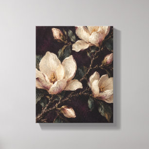 Midnight Magnolia Branch Moody Botanical Canvas Pr Print