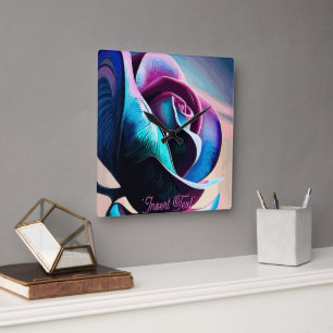 Midnight Majesty: The Dark Beauty of Black Roses Square Wall Clock