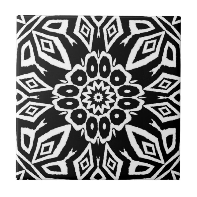 Midnight Mandala Ceramic Tile (Front)