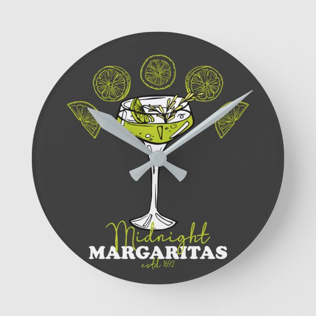 Midnight margaritas 1692, witches, Salem Witches  Round Clock (Front)