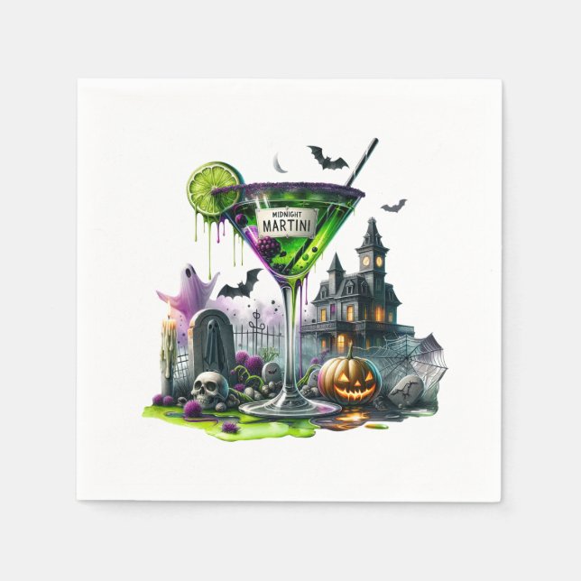Midnight Martini Halloween Paper  Napkins (Front)