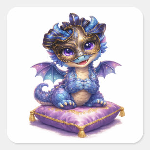 "Midnight Masque Dragon Square Sticker" Sticker
