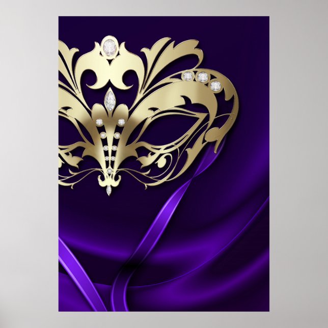 Midnight Masquerade Faux Jewel Purple Poster (Front)