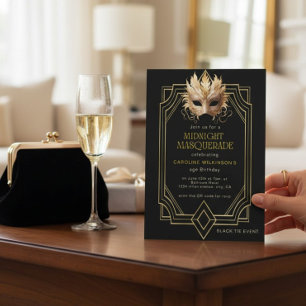 Midnight Masquerade formal birthday Invitation