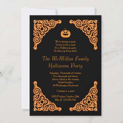 Midnight Masquerade Halloween Costume Party Invitation