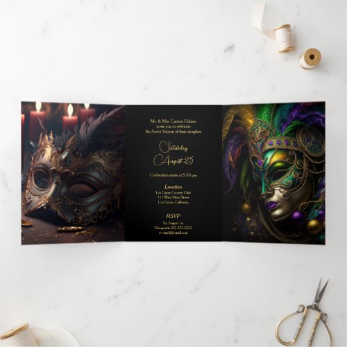 Midnight Masquerade Sweet 16 Party Invitation