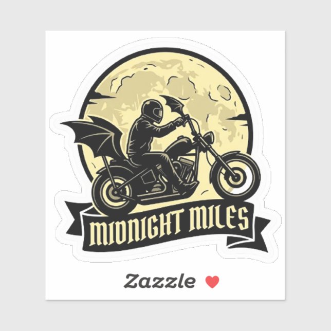 Midnight Miles Gothic Bat Wing Biker Vinyl Sticker (Sheet)