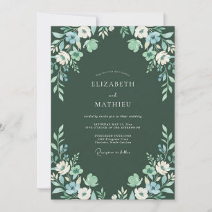 Midnight Mint Foliage Eucalyptus Wedding Invitation