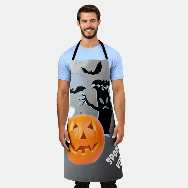 Midnight Mischief in Haunted Script Apron (Worn)