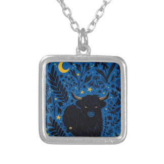 Midnight Moo Keychain Silver Plated Necklace