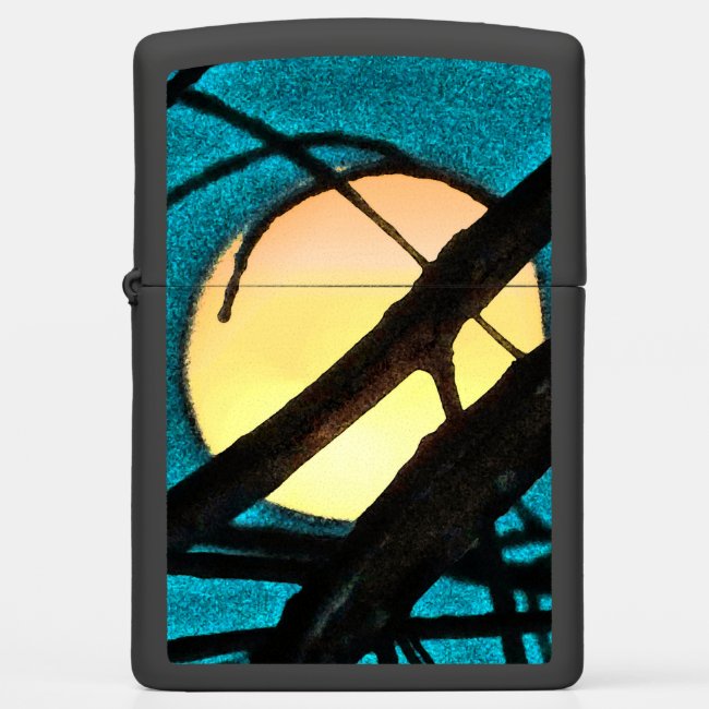 Midnight Moon Branches Blue Abstract Zippo Lighter