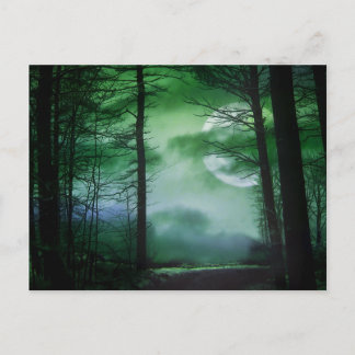 Midnight Moon - Green Postcard