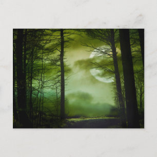 Midnight Moon - Lime Green Postcard