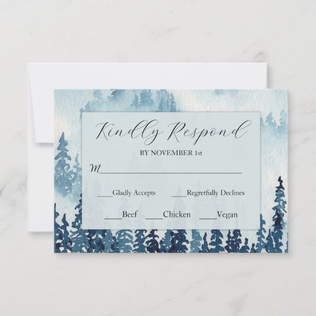 Midnight Moonlight Rustic Wedding RSVP Card (Front)