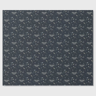 Midnight Moth Garden — Midnight Blue & Gold Wrapping Paper