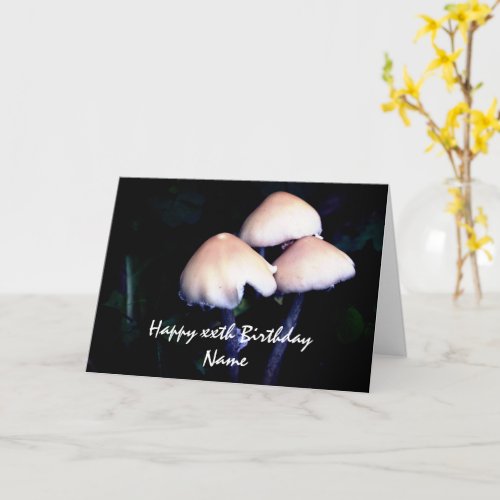 Midnight Mushrooms Nature Personalized Birthday  Card