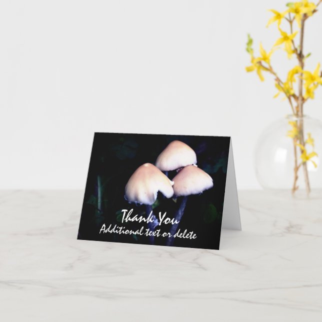 Midnight Mushrooms Nature Personalized Thank You Card (Yellow Flower)