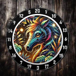 Midnight Mustang Horse in Paradise Dart Board