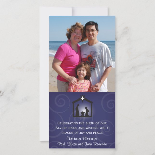 Midnight Nativity Christmas Photo Card (Front)