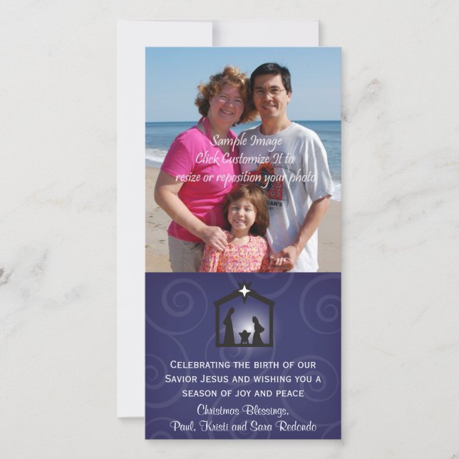 Midnight Nativity Christmas Photo Card (Front)