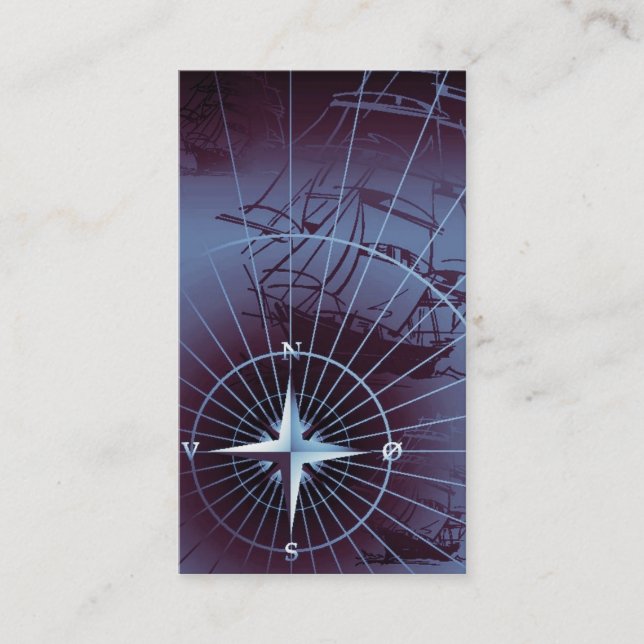 Midnight Nautical Compass Sailing Ships Business Card (Front)