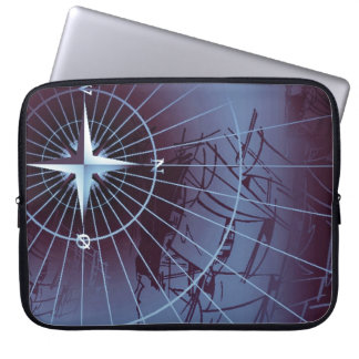 Midnight Nautical Compass Sailing Ships Laptop Sleeve