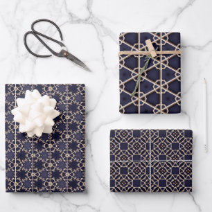 Midnight Navy and Gold Elegant Design  Wrapping Paper Sheets