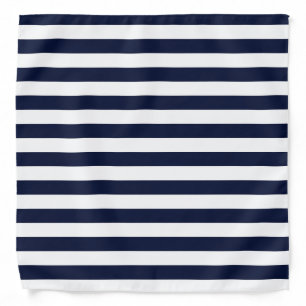 Midnight Navy Blue and White Stripes Bandana