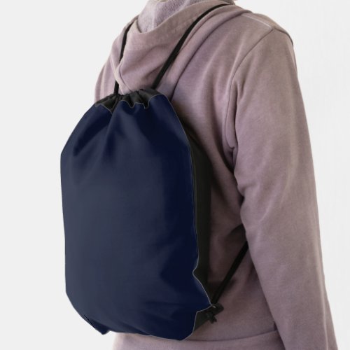 Midnight Navy Blue Solid Color Drawstring Bag