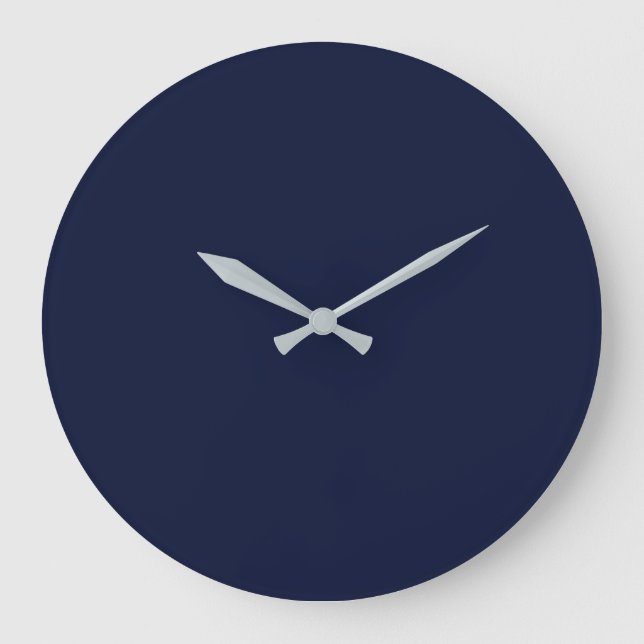 Midnight Navy Blue Solid Color Large Clock (Front)