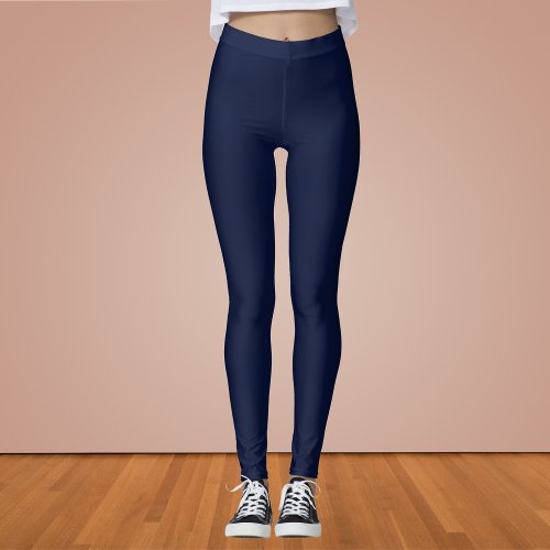 Midnight Navy Blue Solid Color Leggings