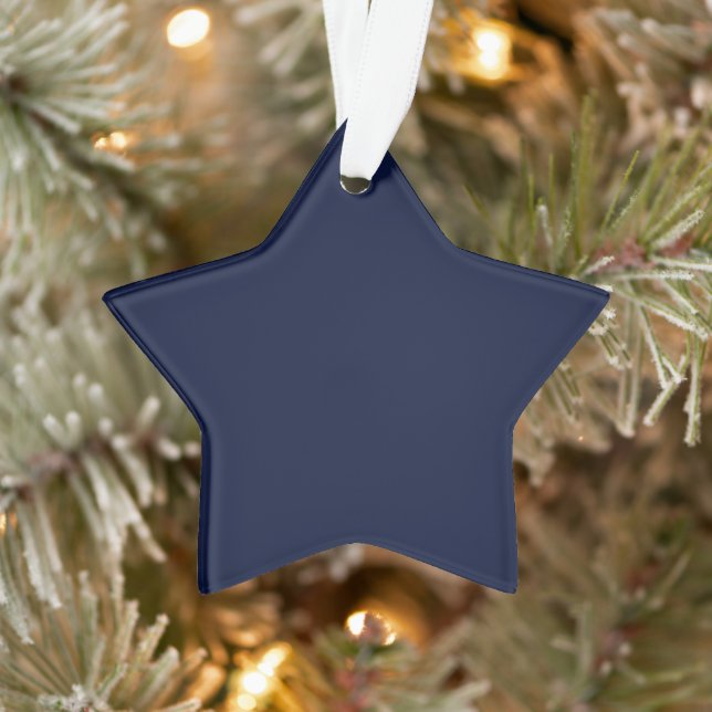 Midnight Navy Blue Solid Color Ornament (Tree)