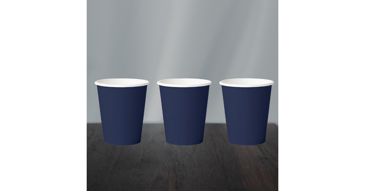Midnight Navy Blue Solid Color Paper Cups Zazzle