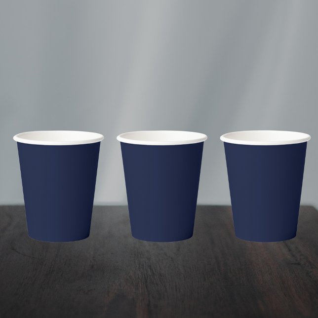 Midnight Navy Blue Solid Color Paper Cups (Creator Uploaded)