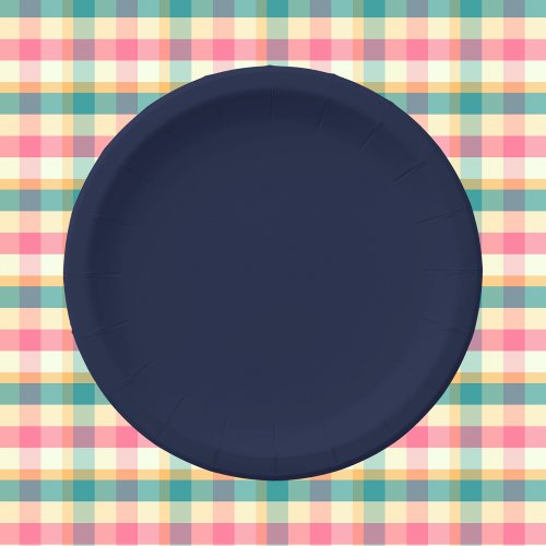 Midnight Navy Blue Solid Color Paper Plates