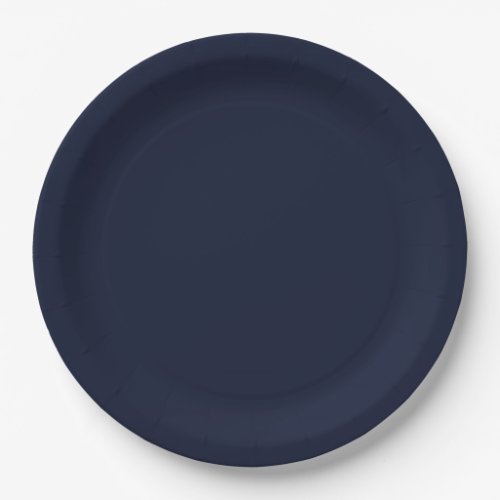 Midnight Navy Blue Solid Color Paper Plates