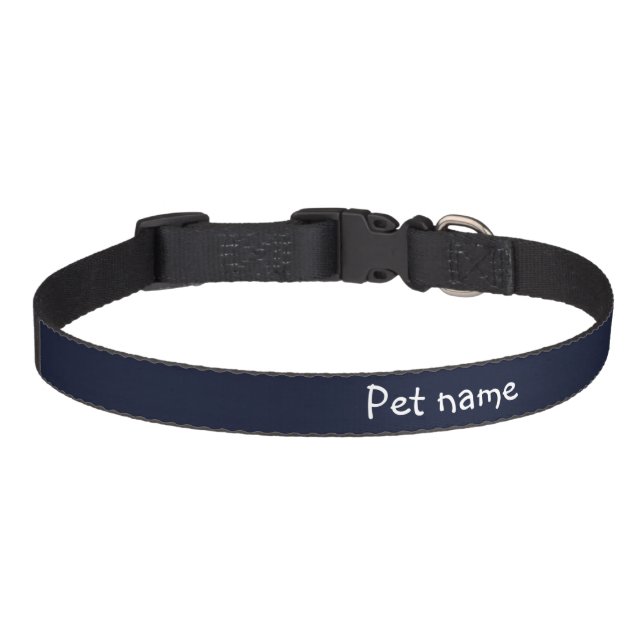 Midnight Navy Blue Solid Color Pet Collar (Front)
