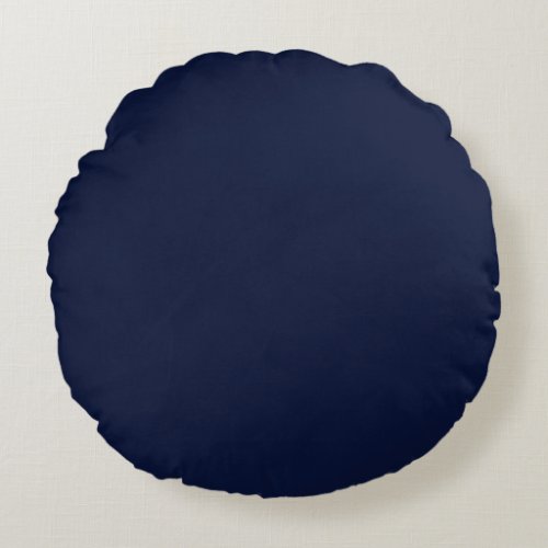 Midnight Navy Blue Solid Color Round Pillow