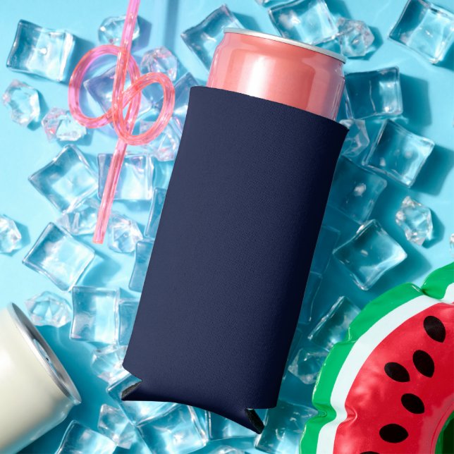 Midnight Navy Blue Solid Color Seltzer Can Cooler (In Situ Summer)