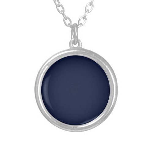 Midnight Navy Blue Solid Color Silver Plated Necklace