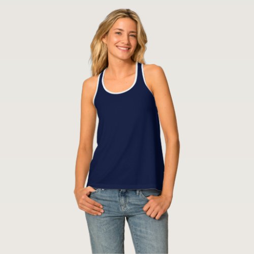 Midnight Navy Blue Solid Color Tank Top