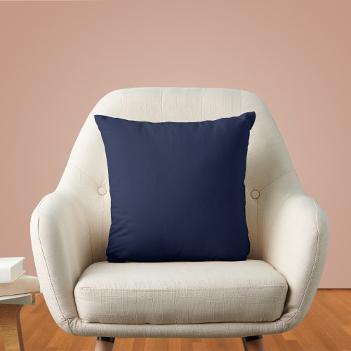 Midnight Navy Blue Solid Color  Throw Pillow