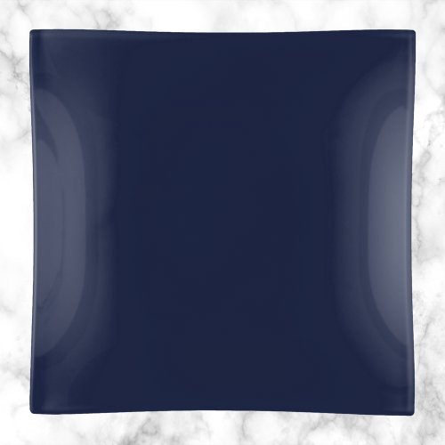 Midnight Navy Blue Solid Color Trinket Tray
