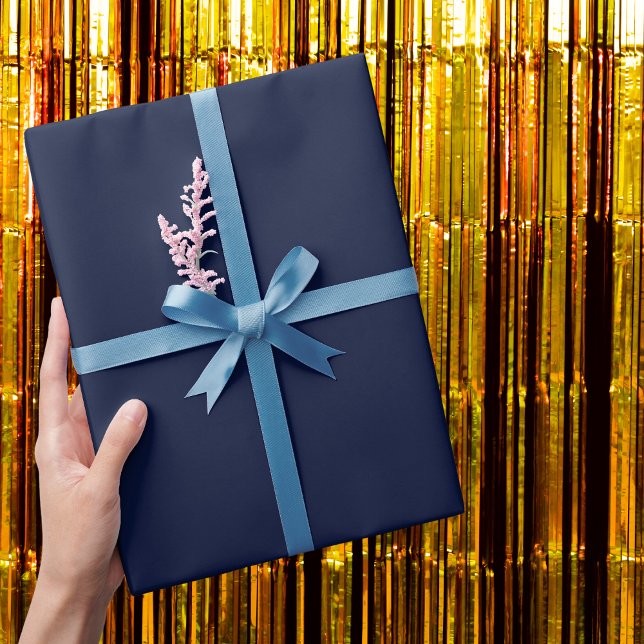 Midnight Navy Blue Solid Color Wrapping Paper (Creator Uploaded)