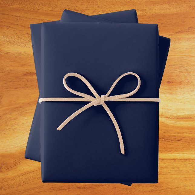 Midnight Navy Blue Solid Color Wrapping Paper Sheets (Creator Uploaded)