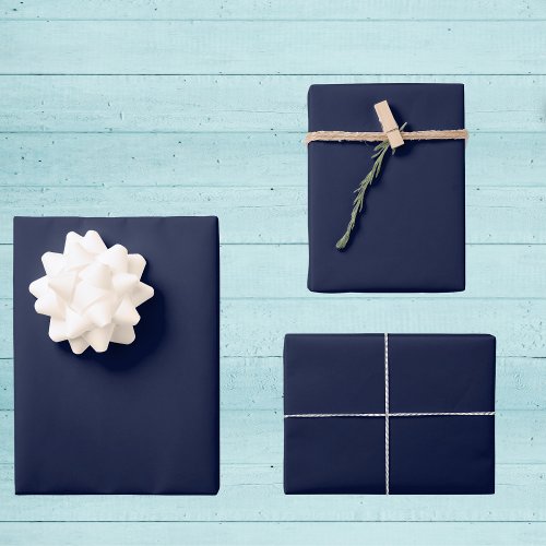 Midnight Navy Blue Solid Color Wrapping Paper Sheets