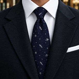 Midnight Navy Cosmic Pattern Neck Tie